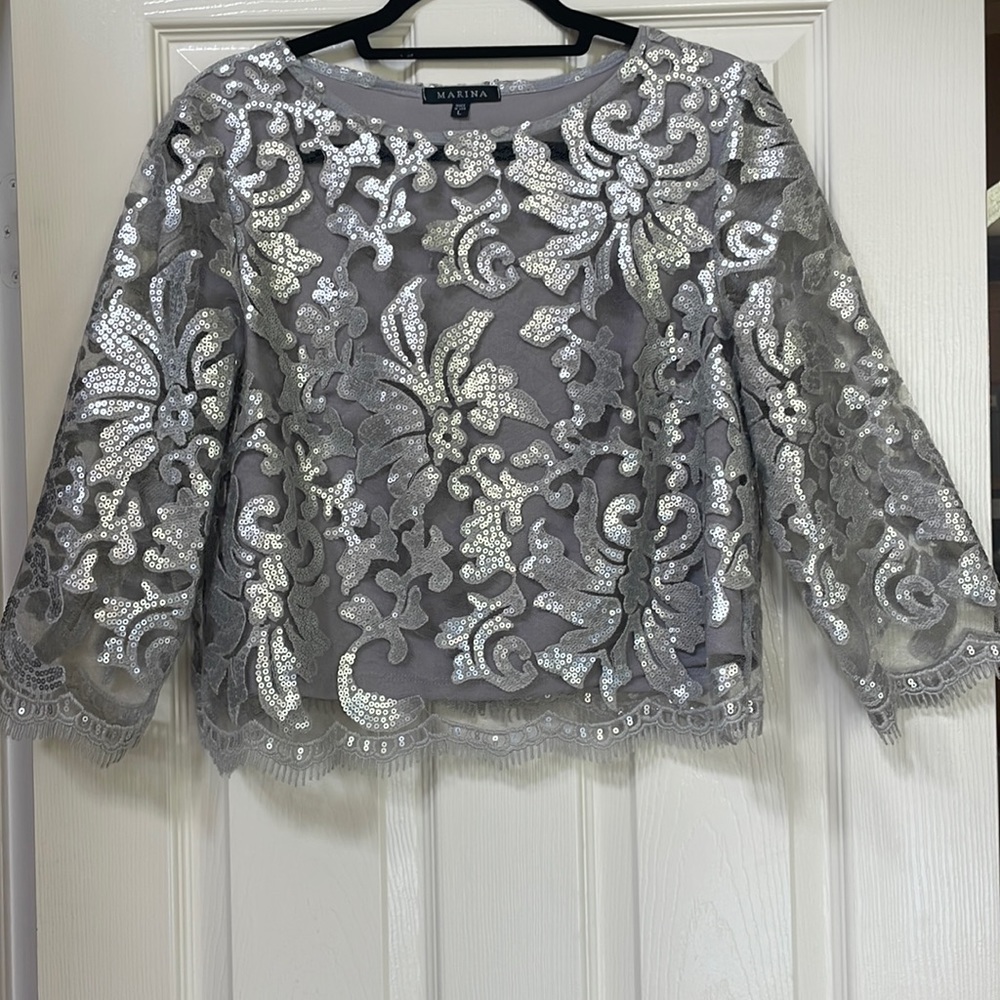 Marina Sequin-Detailed Women’s Mid-Cropped Top